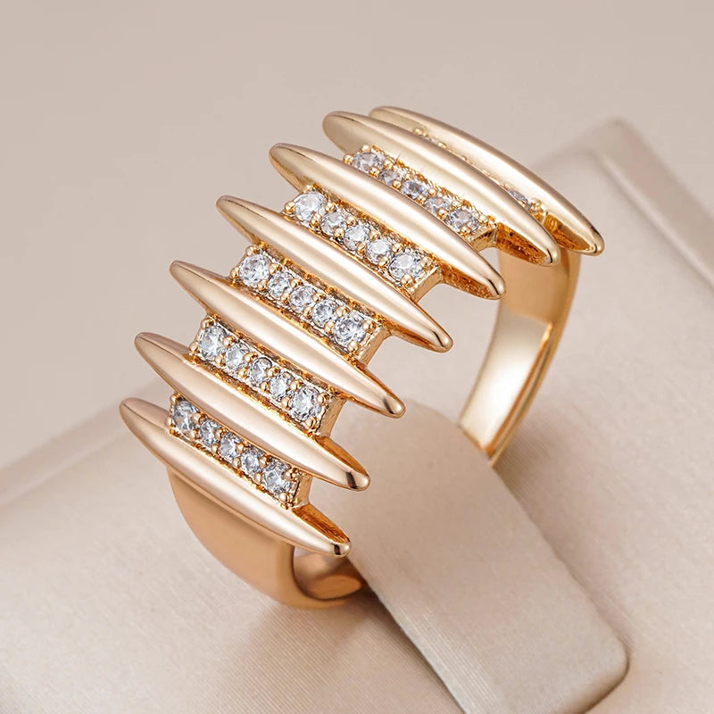 Major flare Rose Gold Plated Geometric Ring - Unique Blend of Elegance and Modernity Jewellery Major flare Rose Gold Plated Geometric Ring - Unique Blend of Elegance and Modernity Jewellery